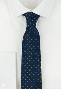Necktie 100% Silk Blue Yellow Pattern