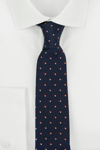 Necktie 100% Silk Blue White Red Pattern