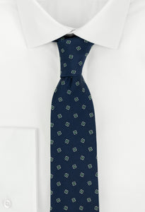 Γραβάτα 100% μετάξι μπλέ, λευκό μοτίβο