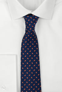 Γραβάτα 100% μετάξι μπλε, λευκό κόκκινο σχέδιο