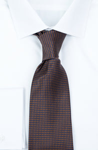 Γραβάτα 100% Silk Μπλε καφέ μοτίβο