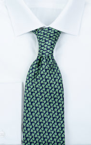 Γραβάτα 100% Silk Μπλε πράσινο σχέδιο