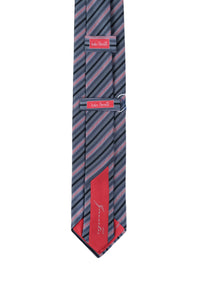 Γραβάτα 100% Silk Κόκκινες γκρίζες μαύρες ρίγες
