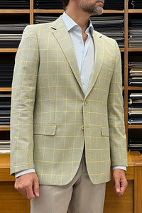 Yellow / olive houndstooth plaid jacket