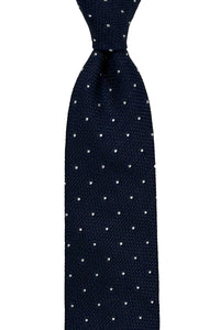 Navy blue grenadine polka dot tie