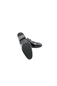Men’s Black Patent Leather Loafers with Bit Detail