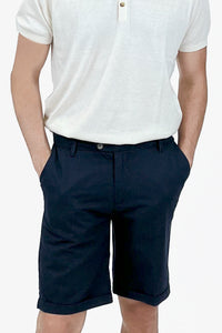 Navy blue linen/cotton Shorts