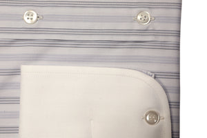 White collar grey striped shirt