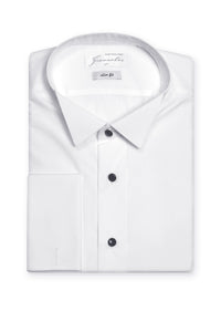 White cotton black button shirt